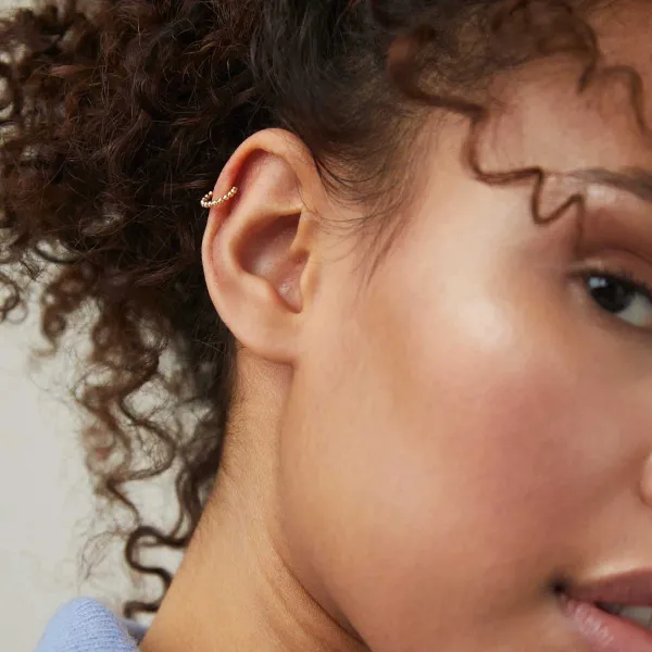 Earrings<Mejuri Cartilage Beaded Mini Hoop