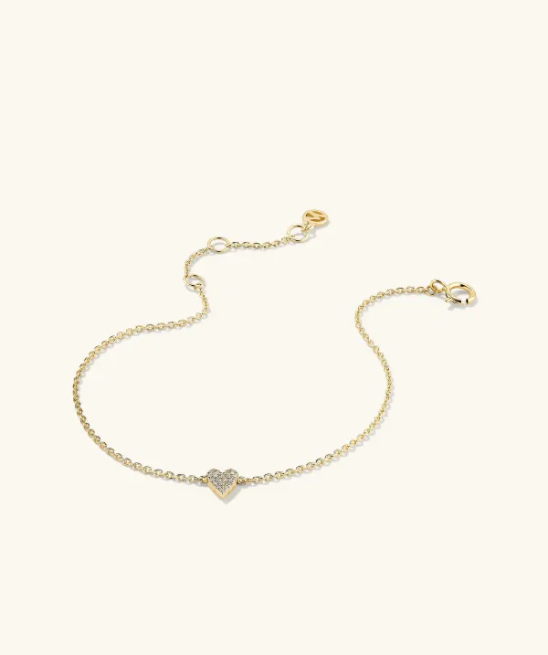 Bracelets<Mejuri Mini Heart Pav Diamond Bracelet