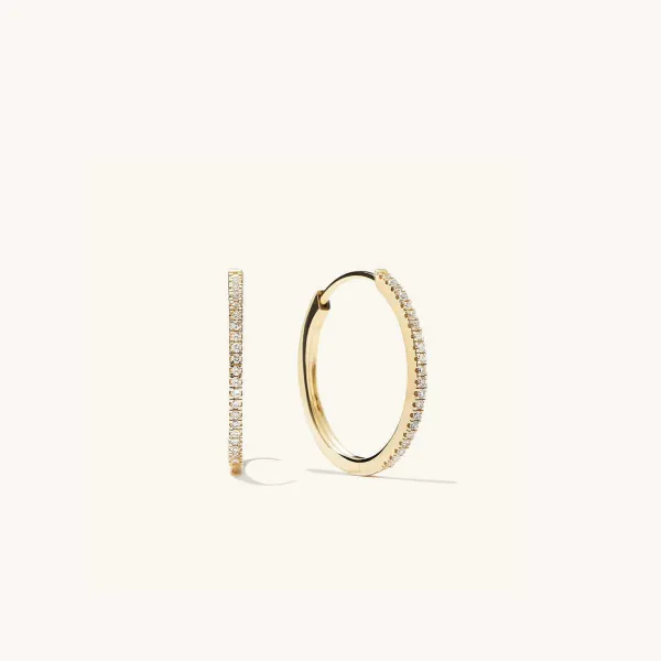 Earrings<Mejuri Pav Diamond Medium Hoops