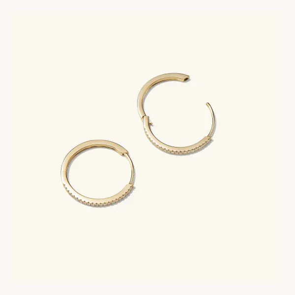 Earrings<Mejuri Pav Diamond Medium Hoops