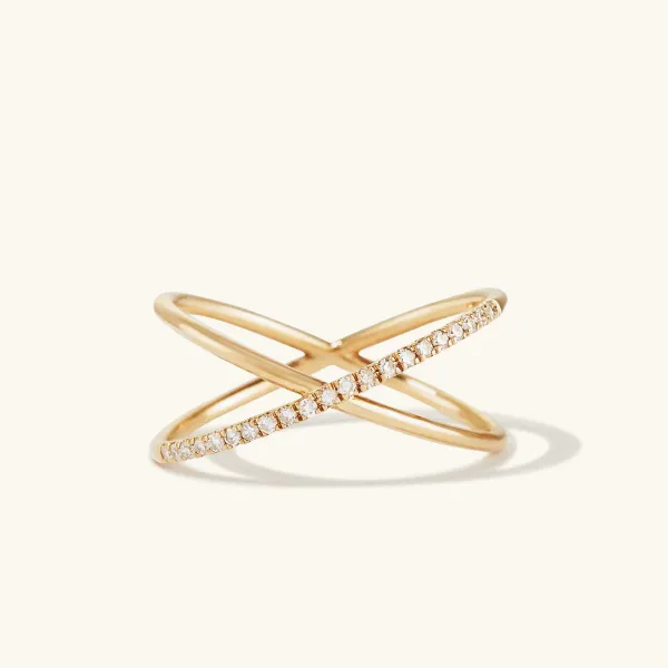 Rings<Mejuri Pav Diamond X Ring