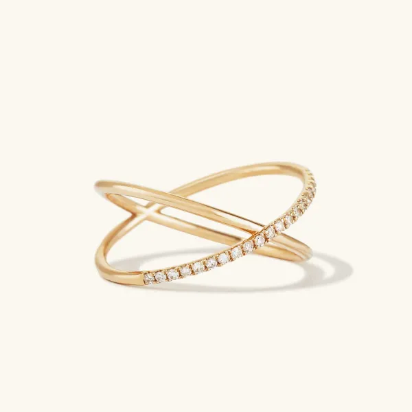 Rings<Mejuri Pav Diamond X Ring